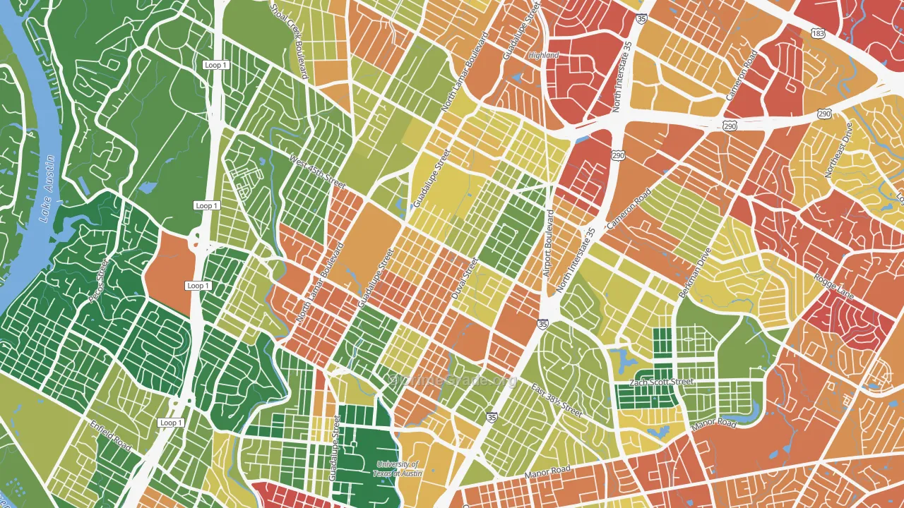 Hyde Park, Austin, TX Map of Assault Rates