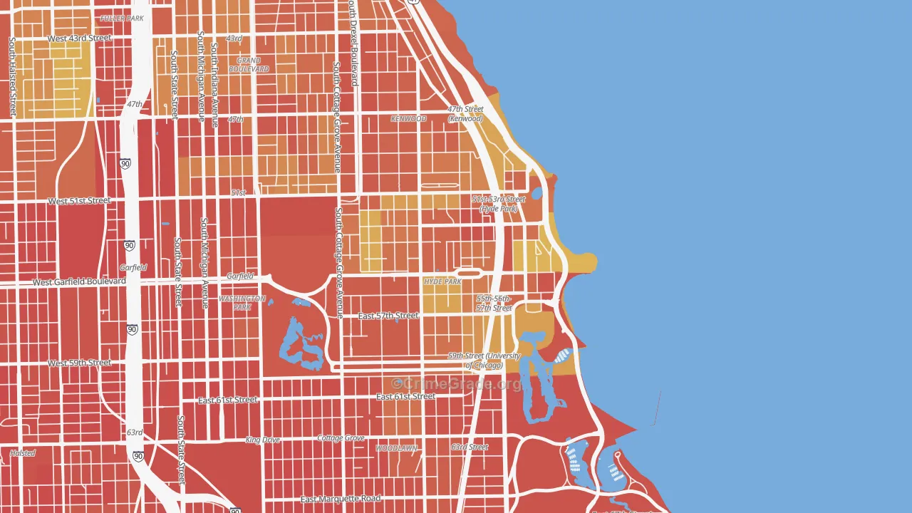 Hyde Park, Chicago, IL Map of Assault Rates