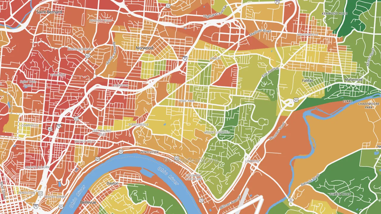Hyde Park, Cincinnati, OH Map of Assault Rates