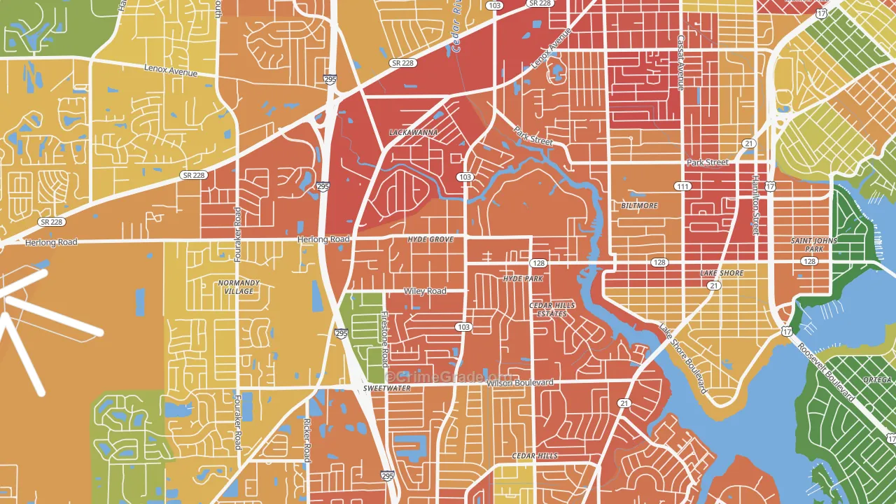 Hyde Park, Jacksonville, FL Map of Assault Rates