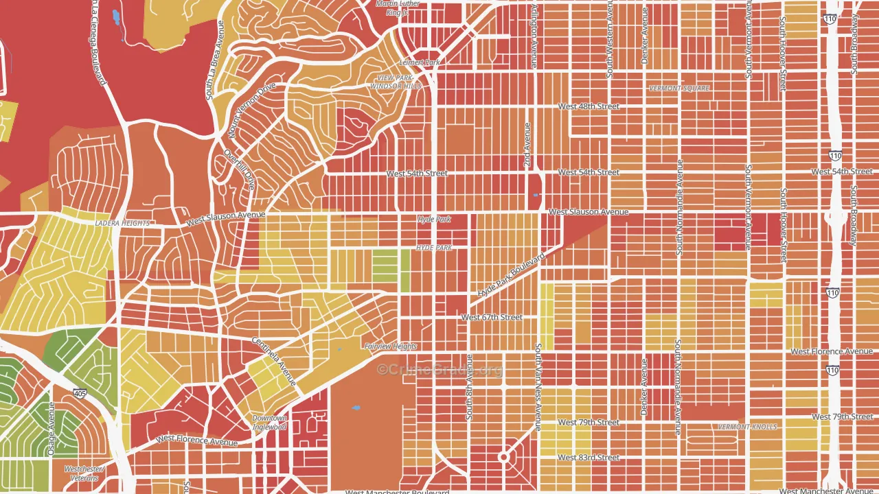 Hyde Park, Los Angeles, CA Map of Assault Rates