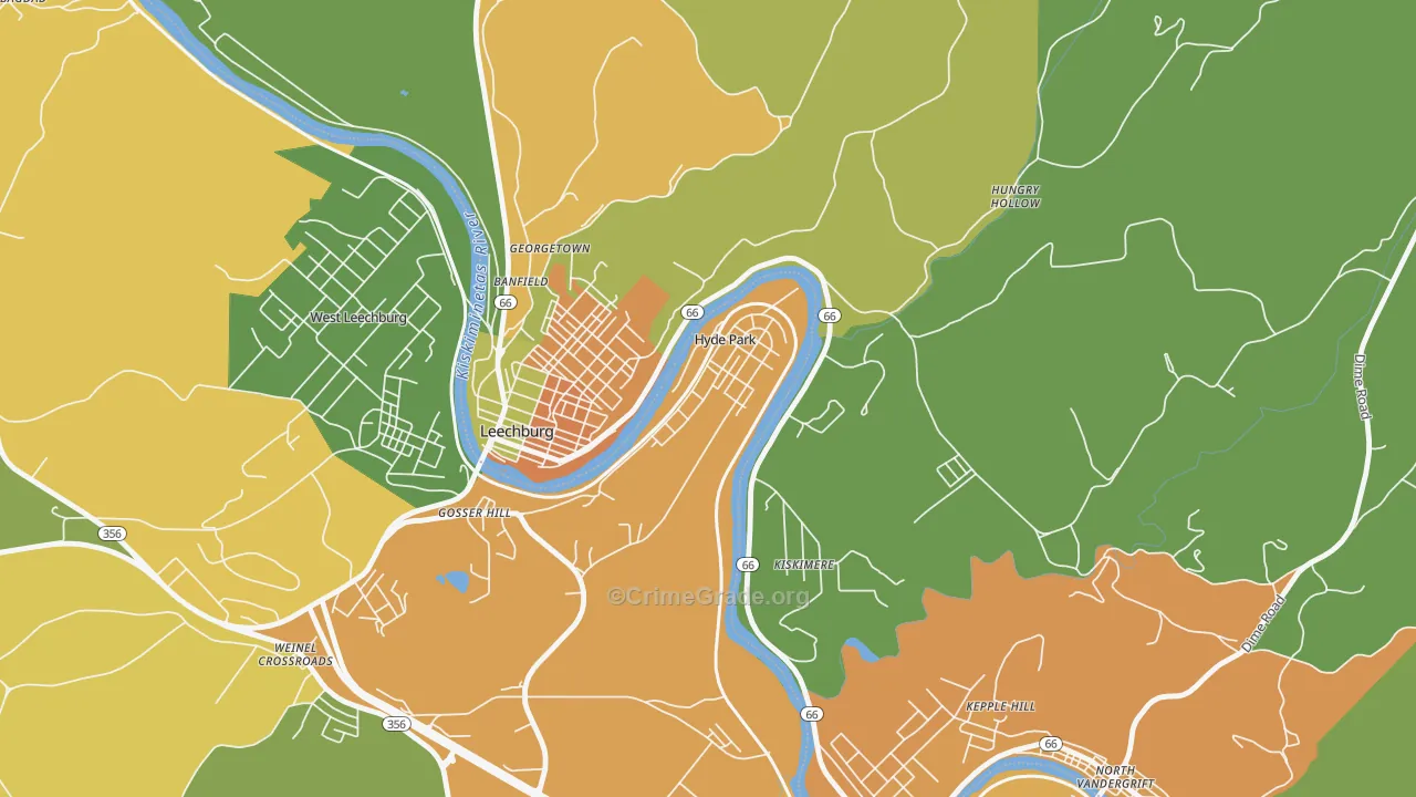 Hyde Park, PA Map of Assault Rates