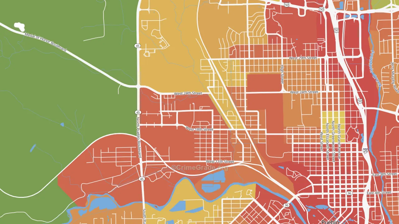 Hyde Park, Pueblo, CO Map of Assault Rates