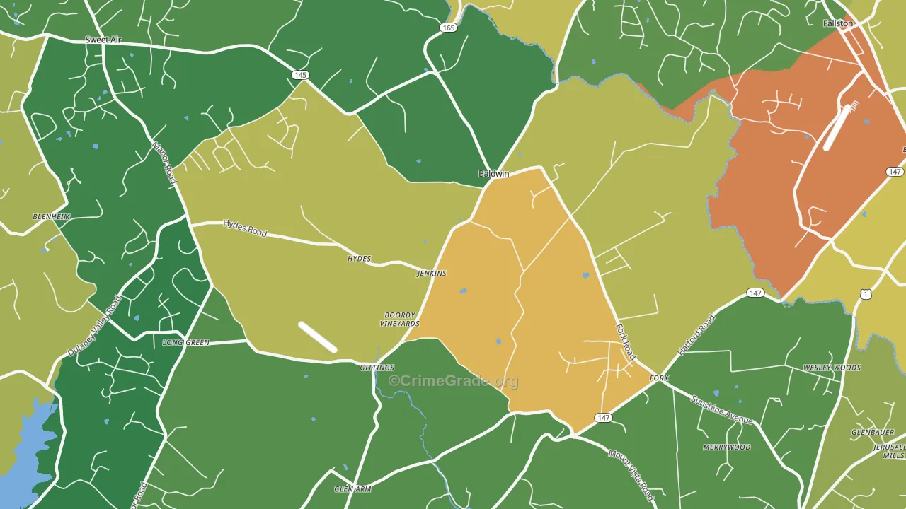 Hydes, MD Map of Assault Rates