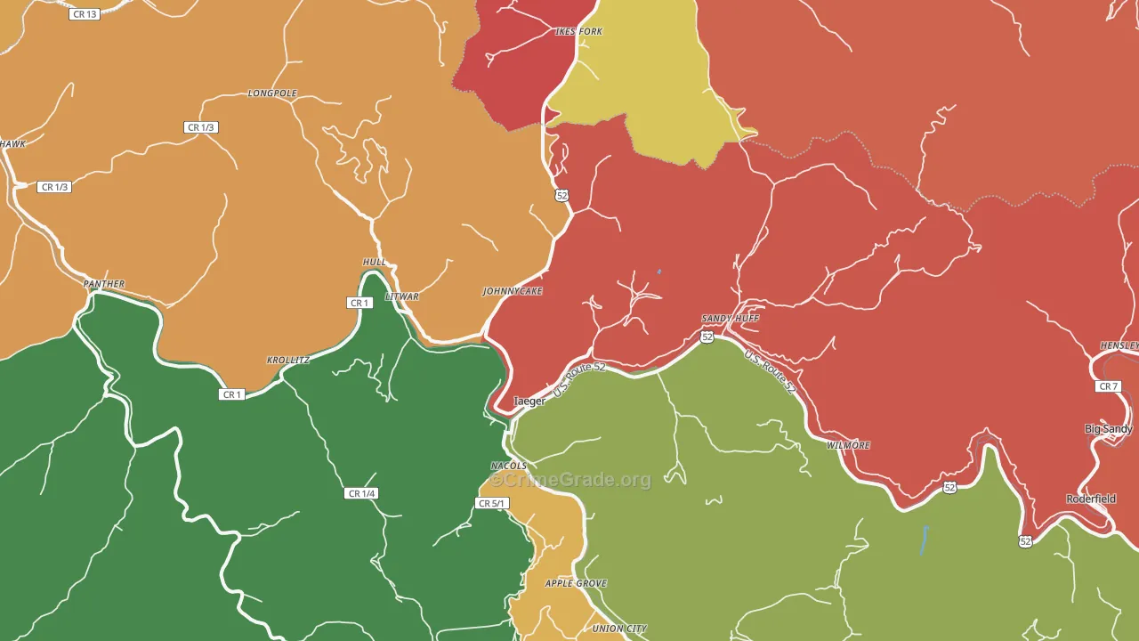 Iaeger, WV Map of Assault Rates