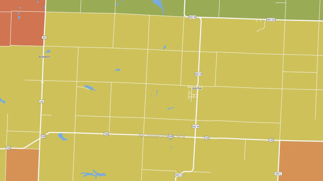 Iantha, MO Map of Assault Rates