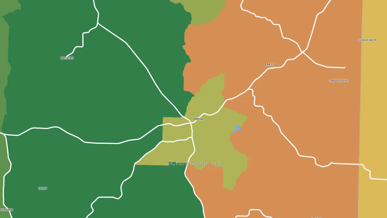 Iberia, MO Map of Assault Rates