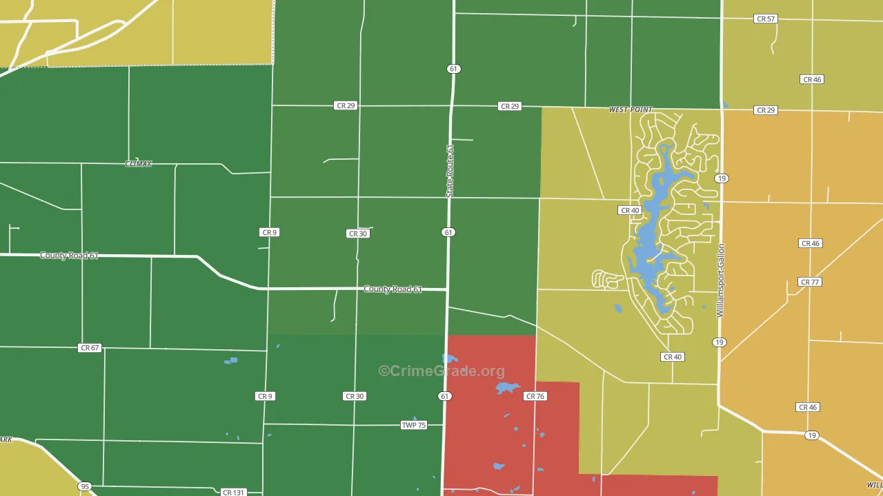 Iberia, OH Map of Assault Rates