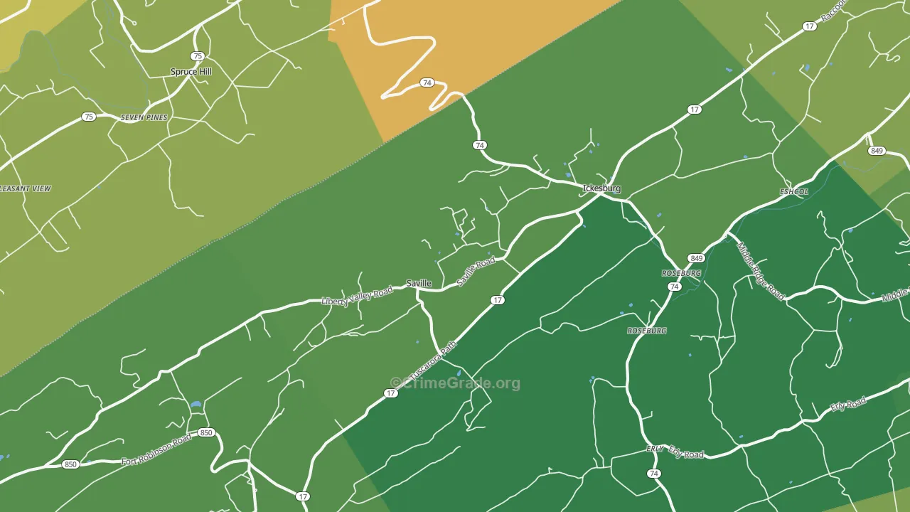 Ickesburg, PA Map of Assault Rates