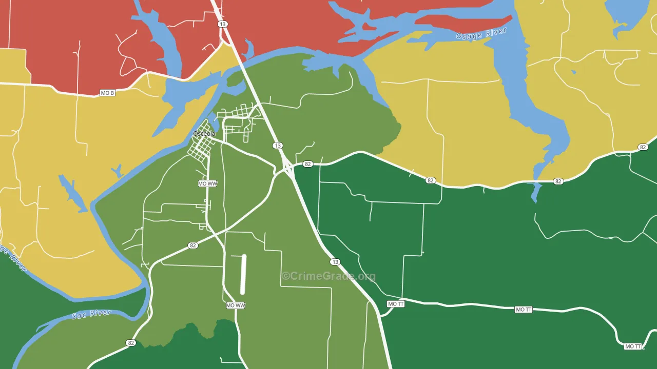 Iconium, MO Map of Assault Rates