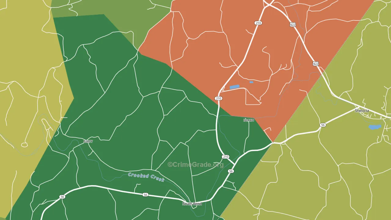 Idaho, PA Map of Assault Rates
