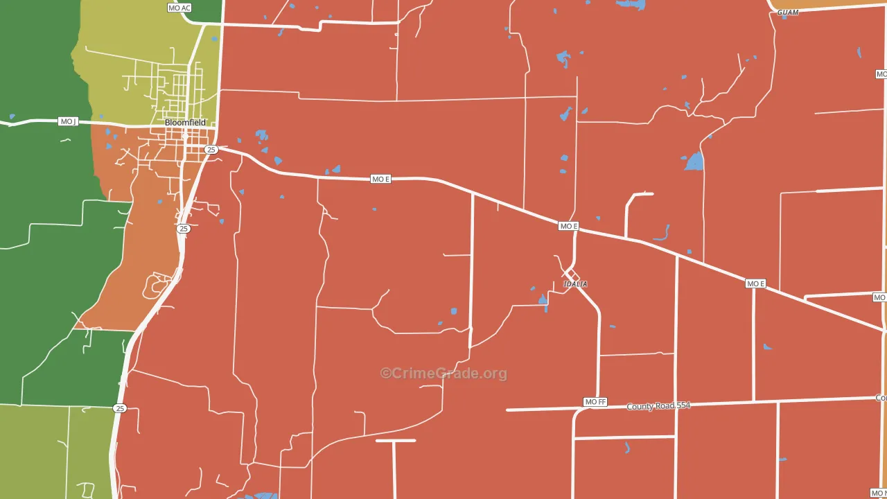 Idalia, MO Map of Assault Rates
