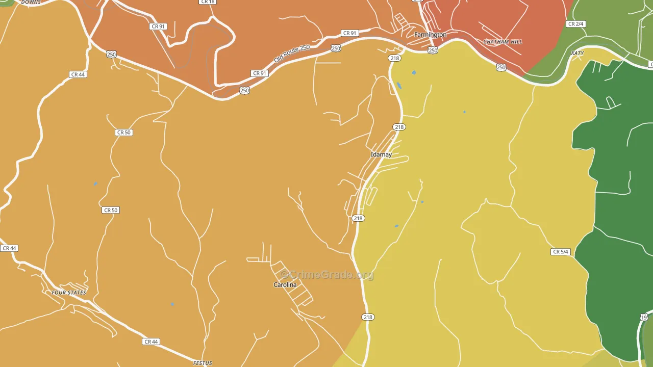 Idamay, WV Map of Assault Rates