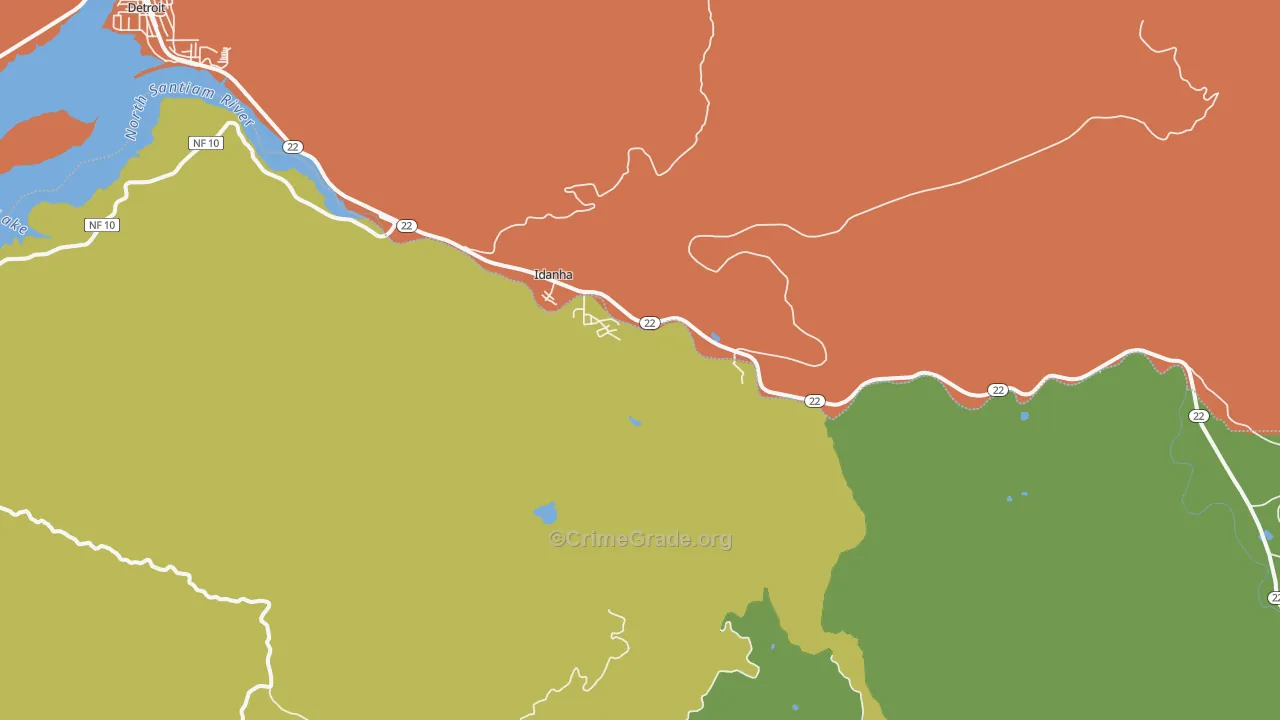 Idanha, OR Map of Assault Rates