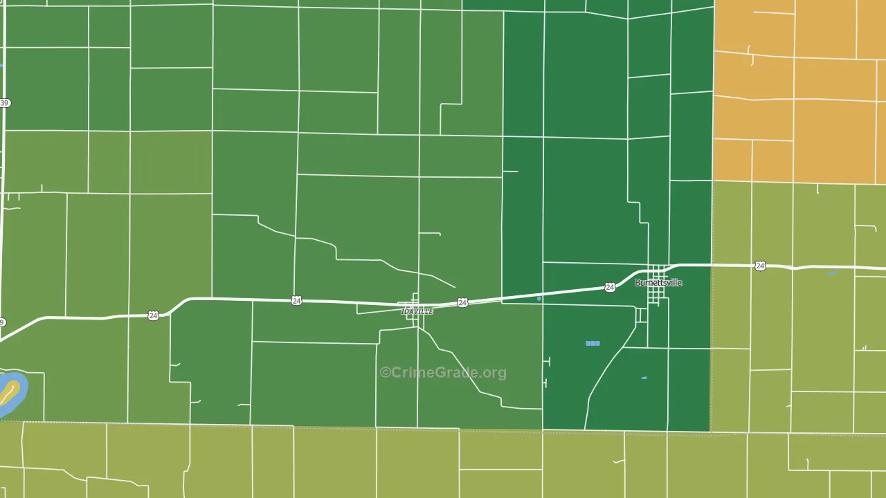 Idaville, IN Map of Assault Rates