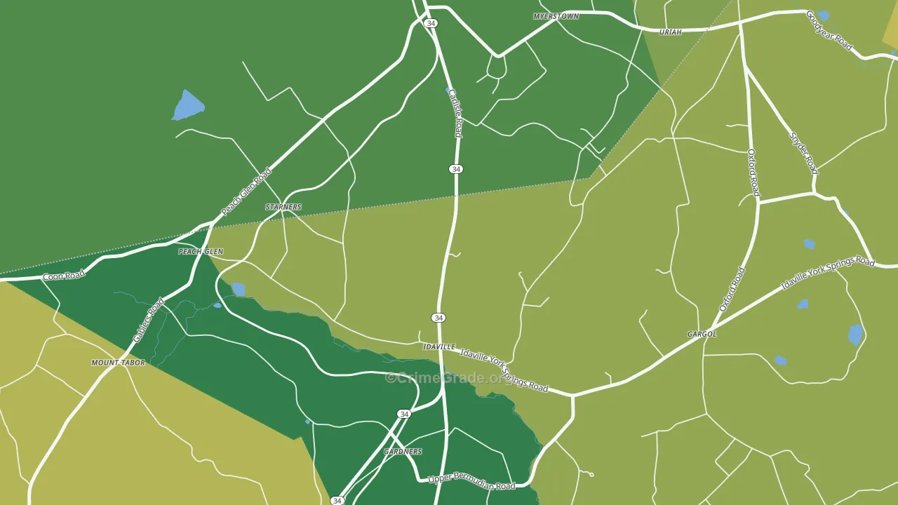 Idaville, PA Map of Assault Rates