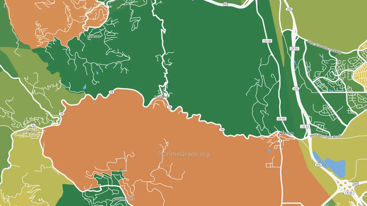 Idledale, CO Map of Assault Rates