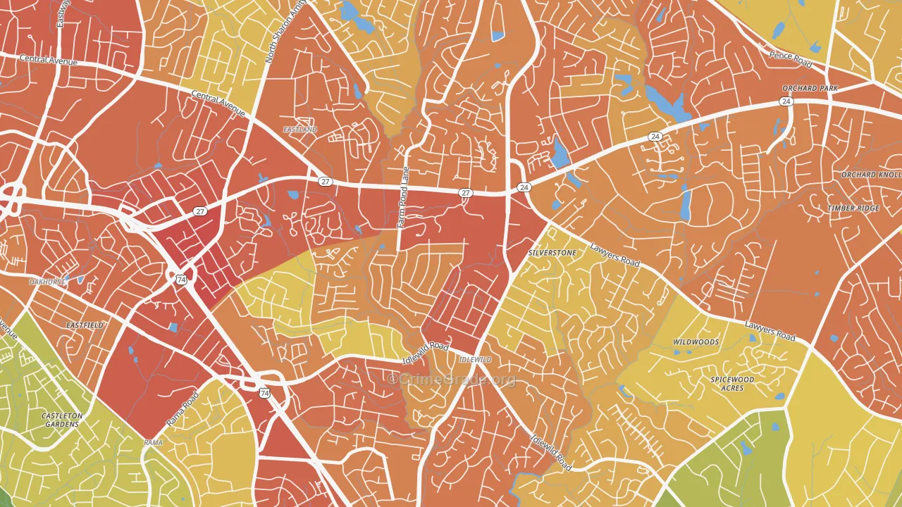 Idlewild Farms, Charlotte, NC Map of Assault Rates