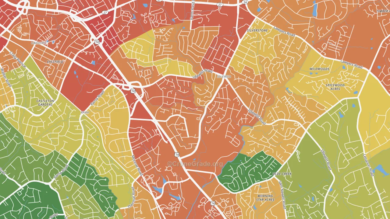Idlewild South, Charlotte, NC Map of Assault Rates