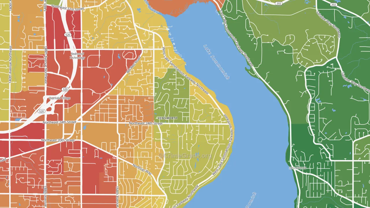 Idylwood, Redmond, WA Map of Assault Rates