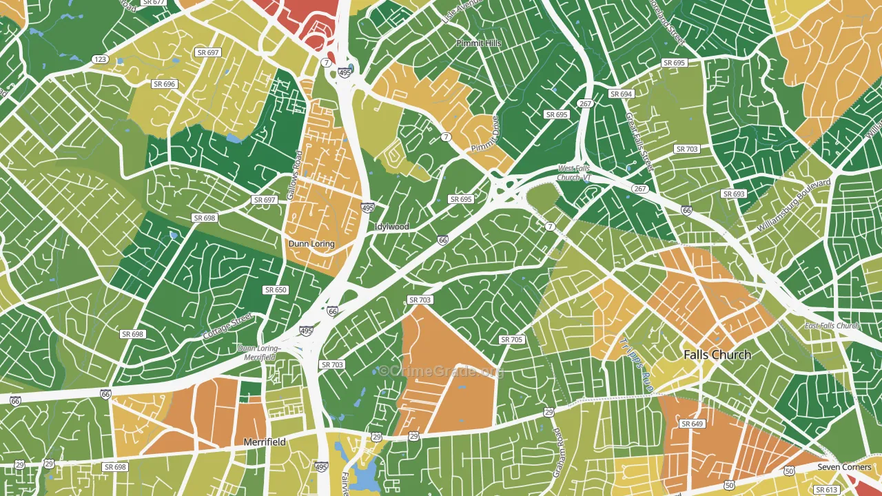 Idylwood, VA Map of Assault Rates