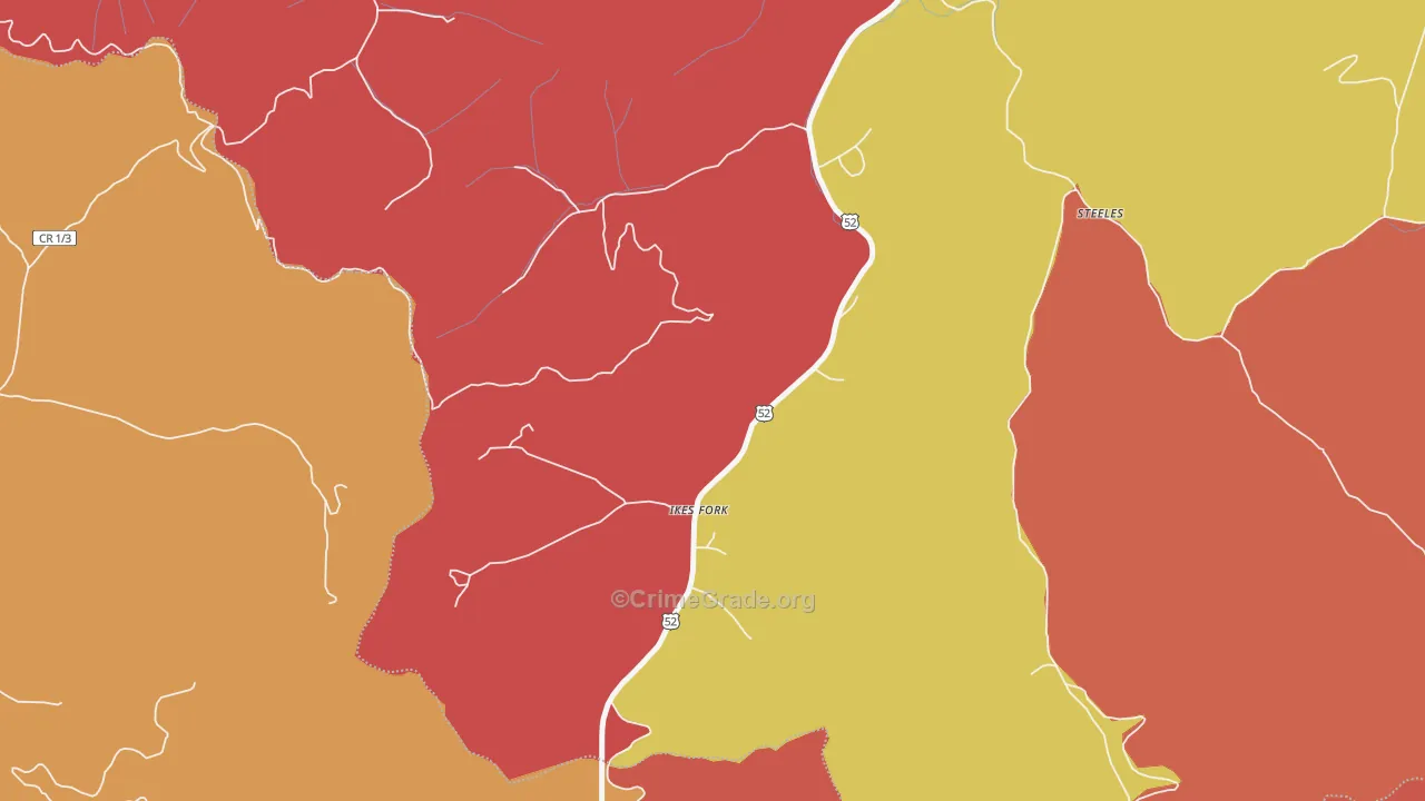 Ikes Fork, WV Map of Assault Rates