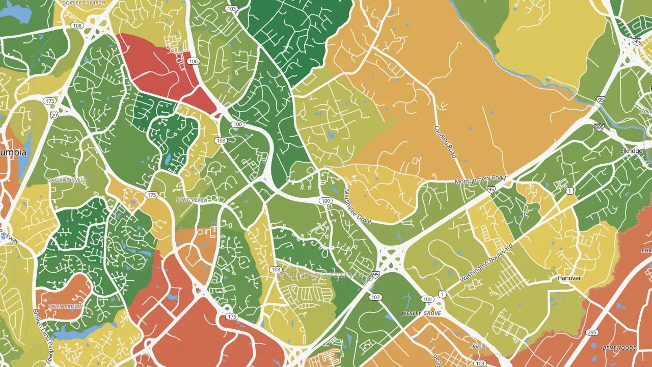 Ilchester, MD Map of Assault Rates