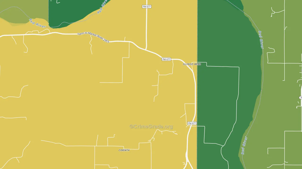 Illinois Bend, TX Map of Assault Rates