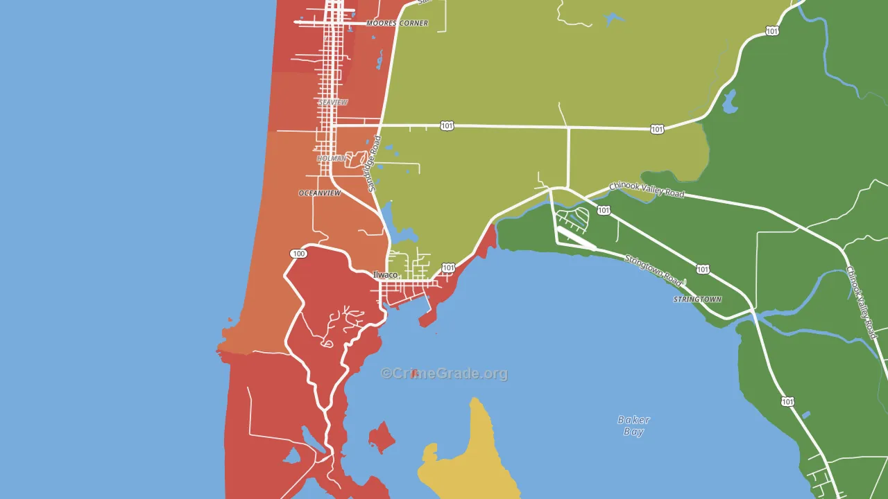 Ilwaco, WA Map of Assault Rates