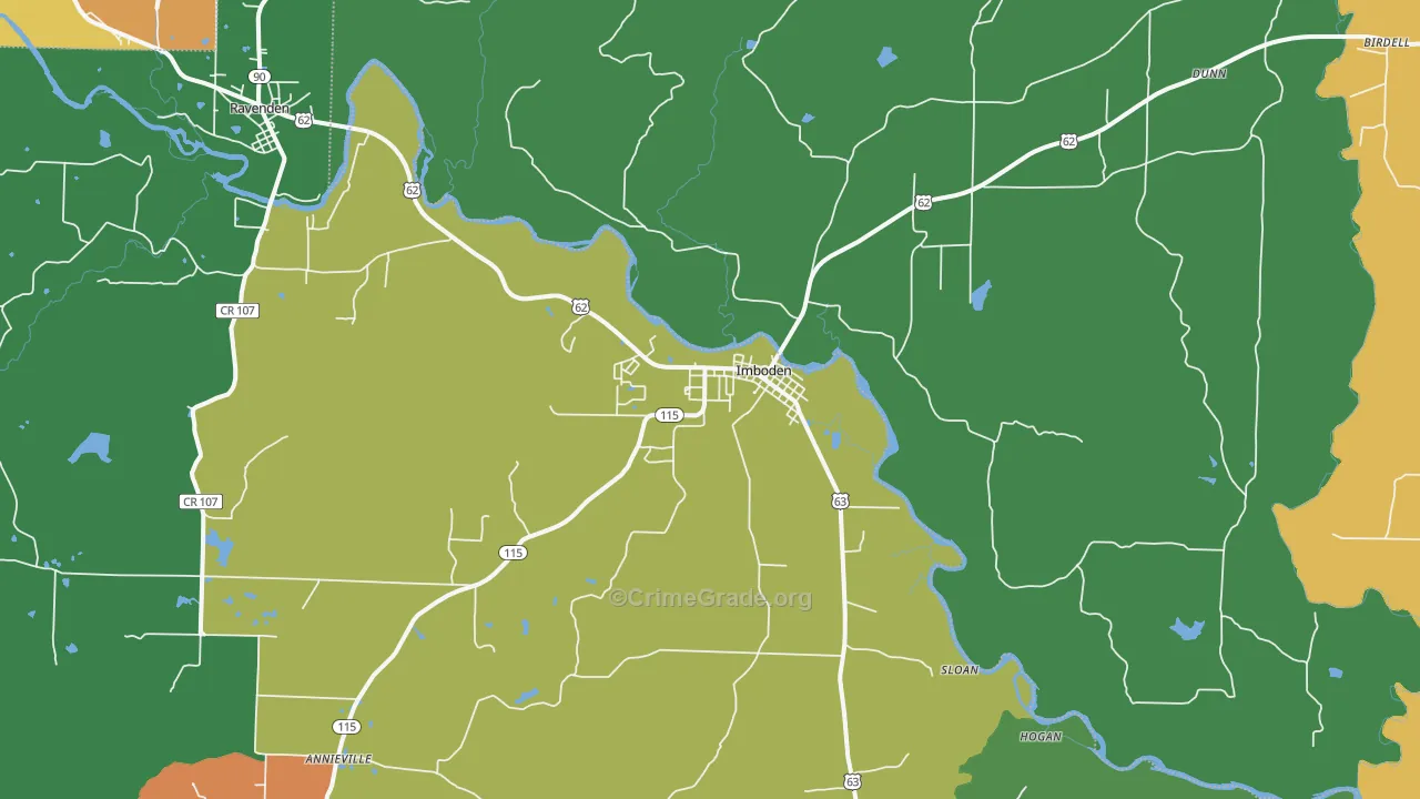 Imboden, AR Map of Assault Rates