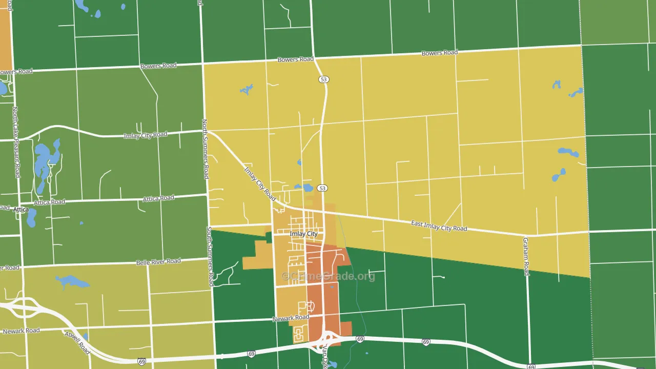 Imlay City, MI Map of Assault Rates