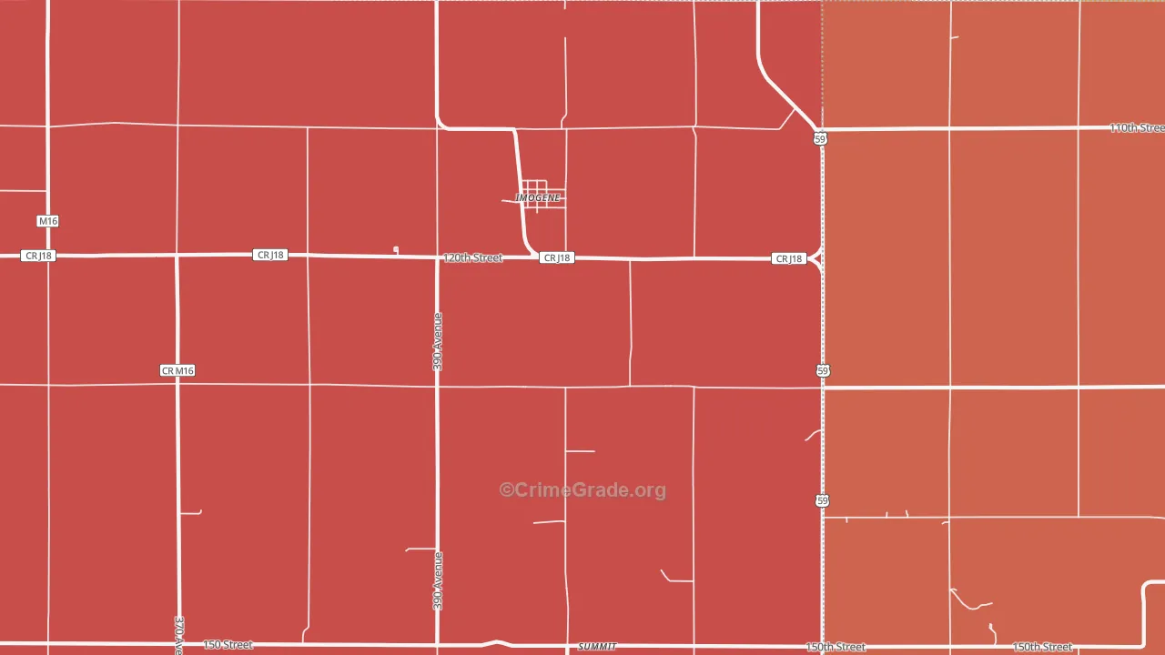 Imogene, IA Map of Assault Rates