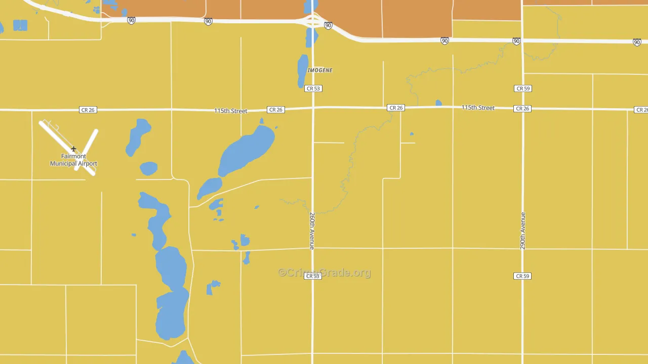 Imogene, MN Map of Assault Rates