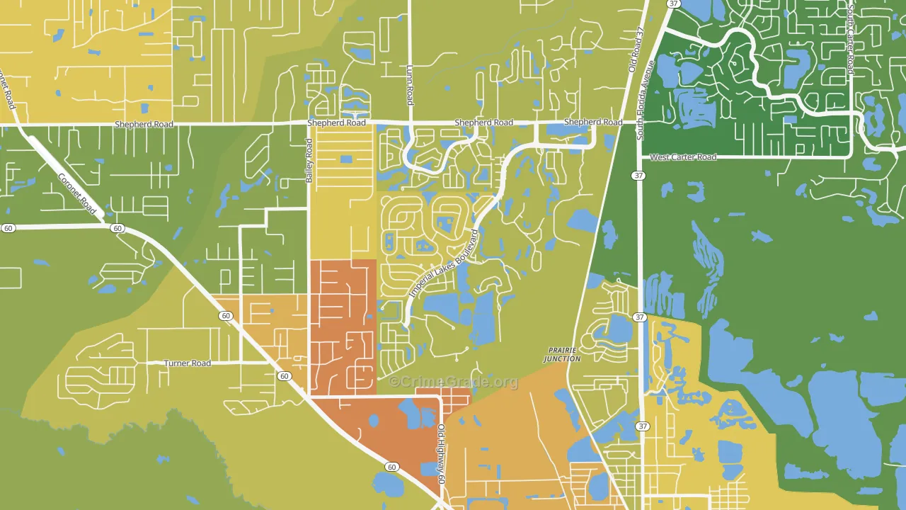 Imperial Lakes, Fuller Heights, FL Map of Assault Rates