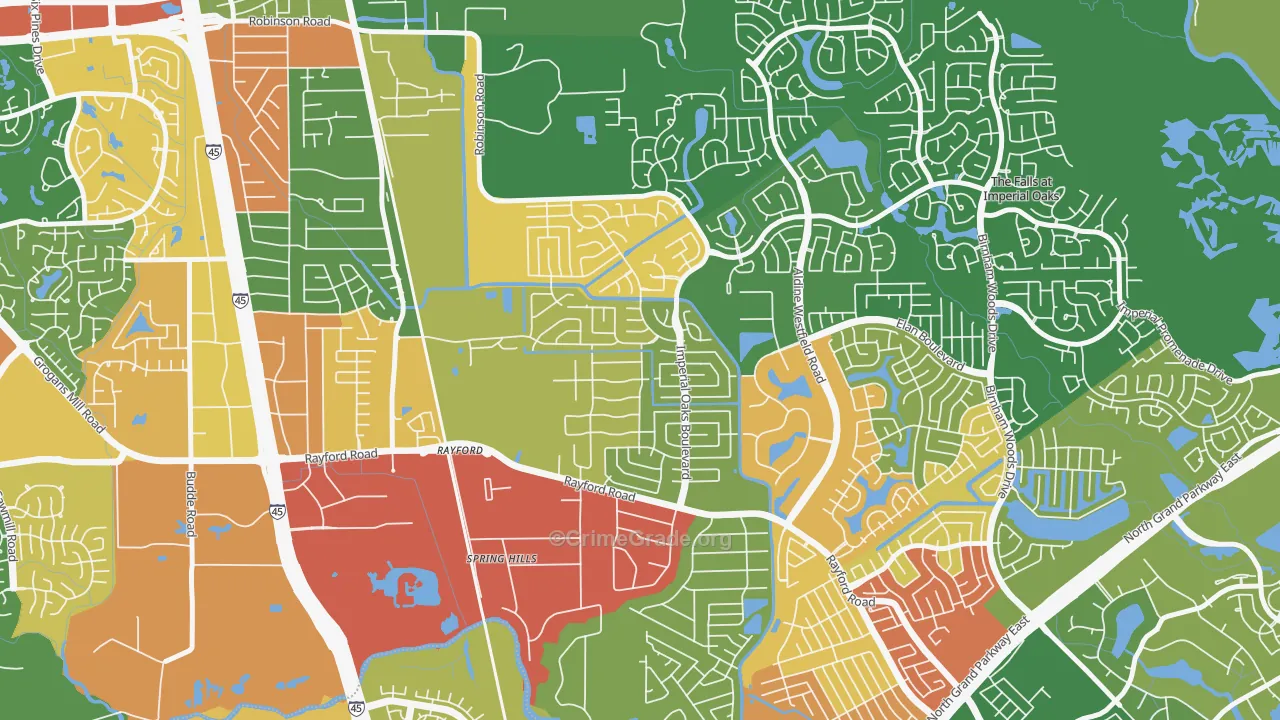 Imperial Oaks, Spring, TX Map of Assault Rates