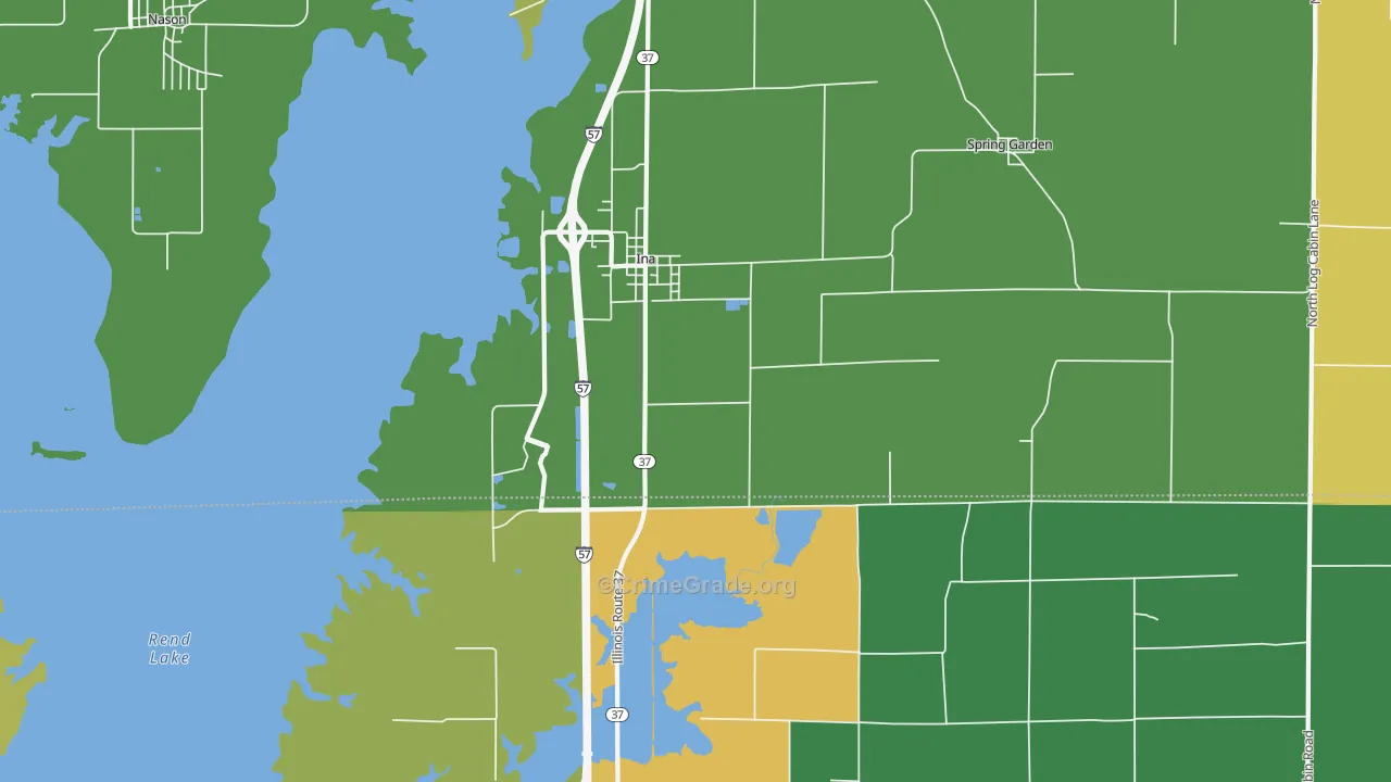 Ina, IL Map of Assault Rates