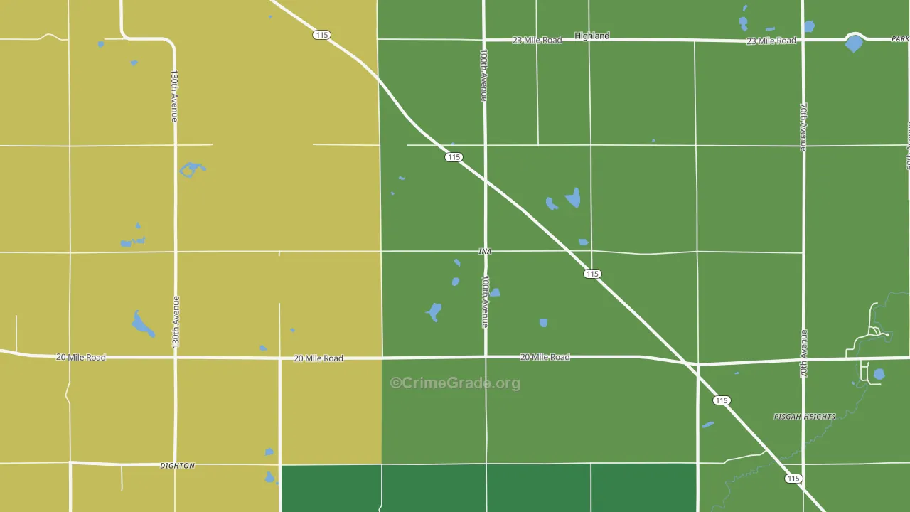 Ina, MI Map of Assault Rates