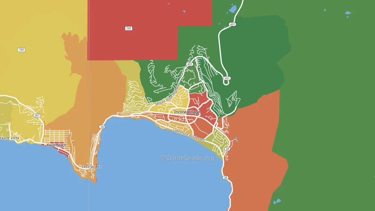 Incline Village, NV Map of Assault Rates