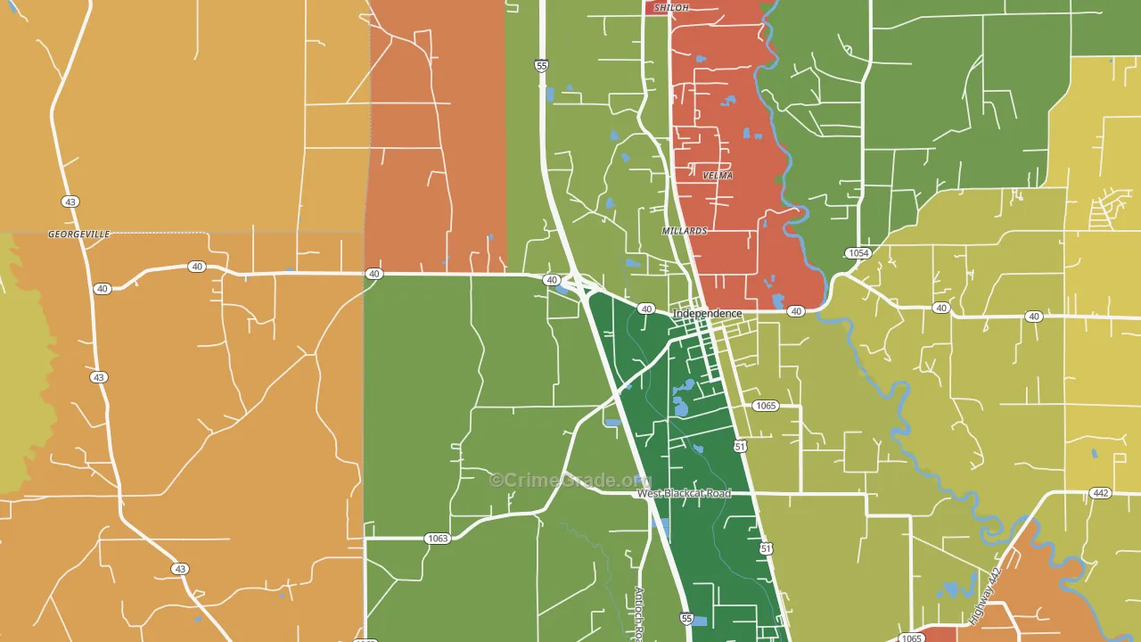 Independence, LA Map of Assault Rates