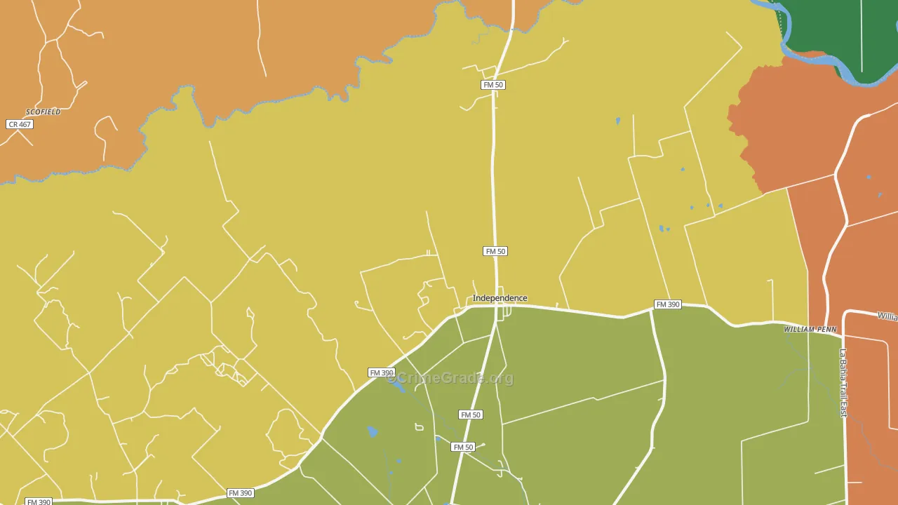 Independence, TX Map of Assault Rates