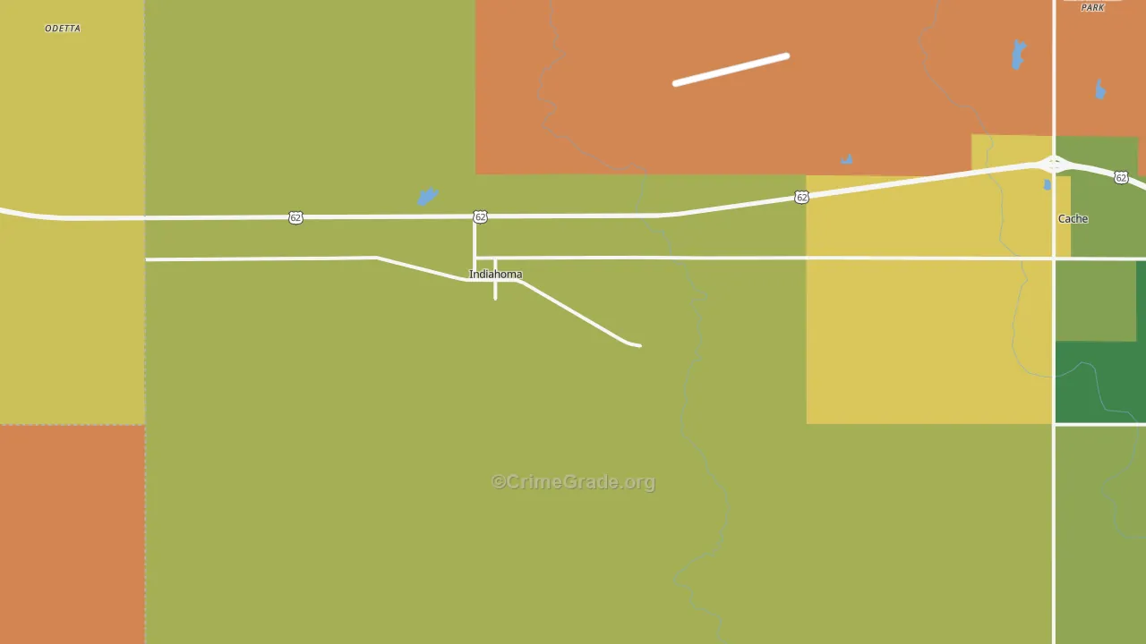 Indiahoma, OK Map of Assault Rates
