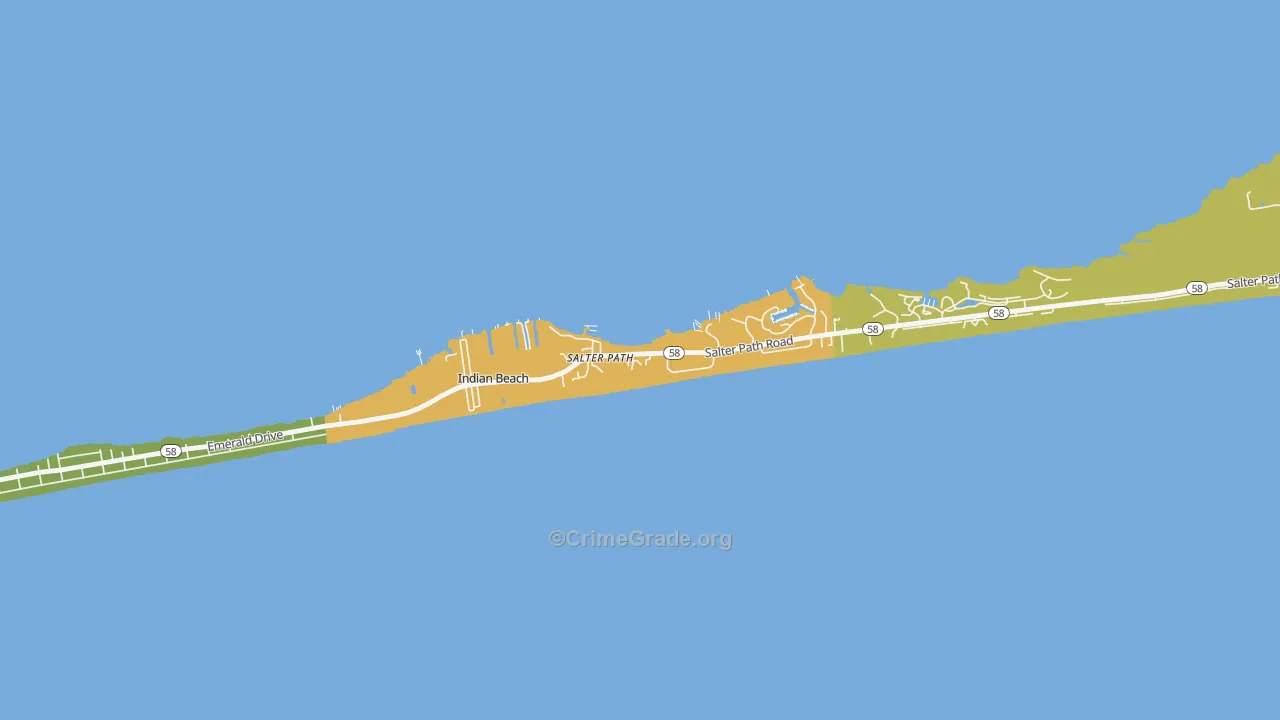 Indian Beach, NC Map of Assault Rates