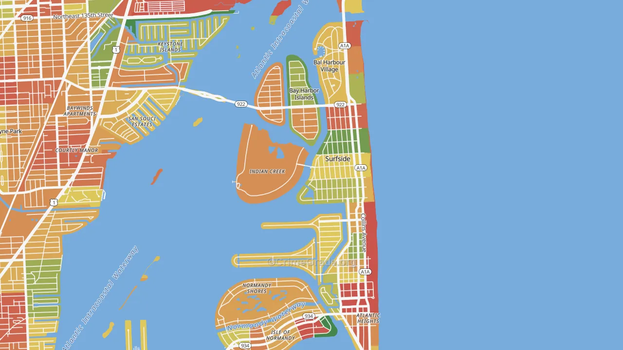 Indian Creek, FL Map of Assault Rates