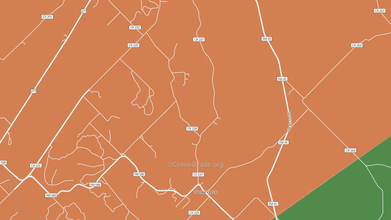 Indian Creek, TX Map of Assault Rates