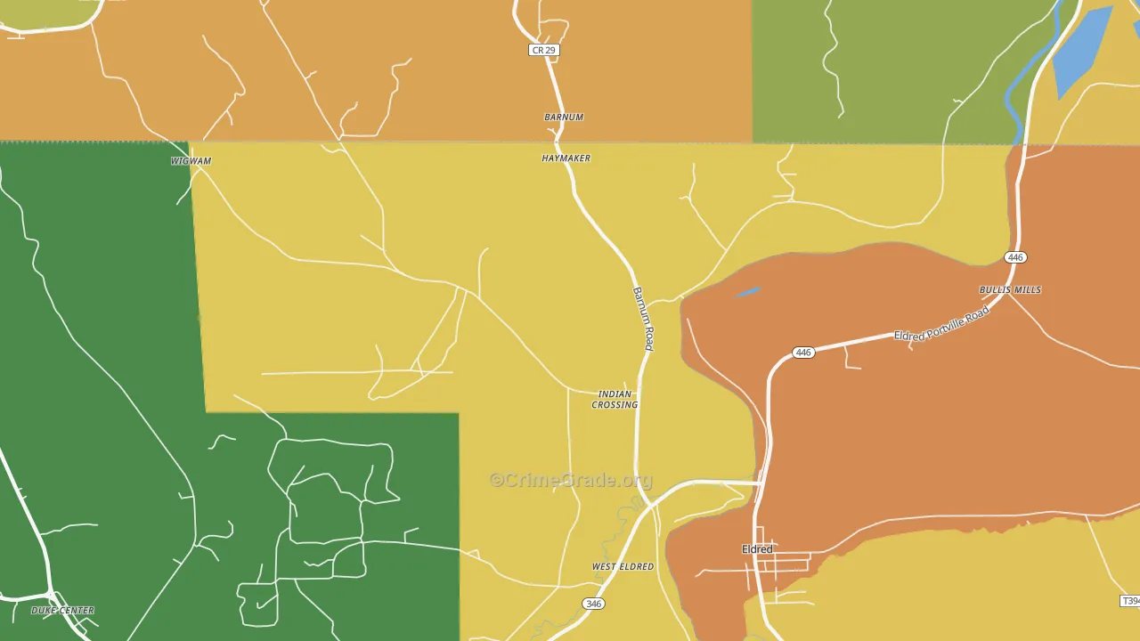 Indian Crossing, PA Map of Assault Rates