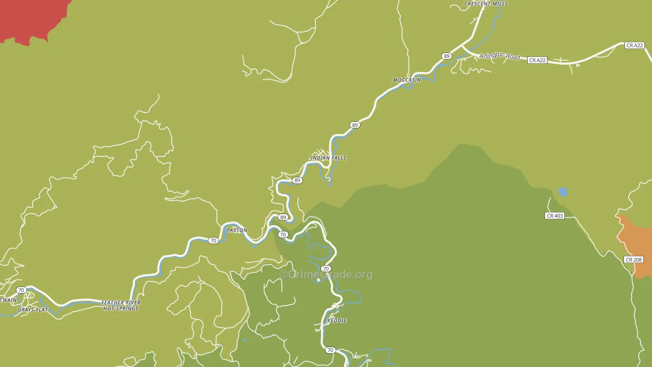 Indian Falls, CA Map of Assault Rates
