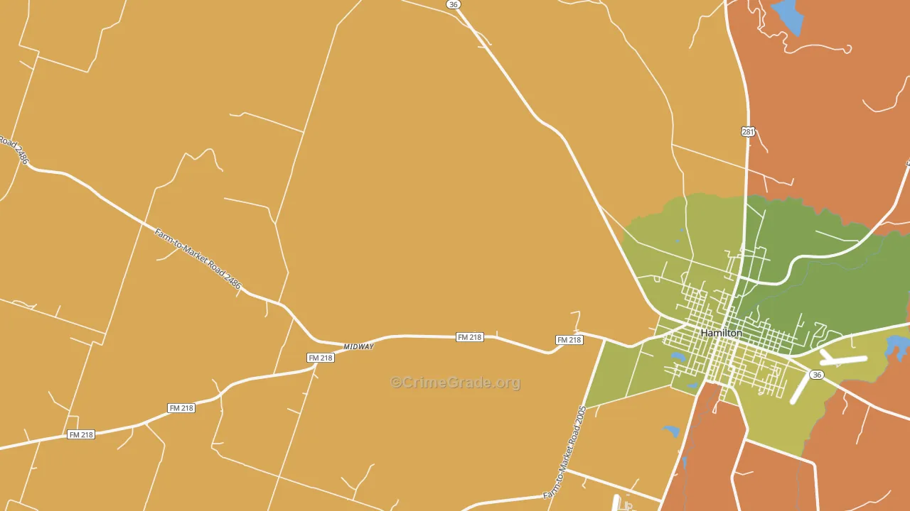 Indian Gap, TX Map of Assault Rates