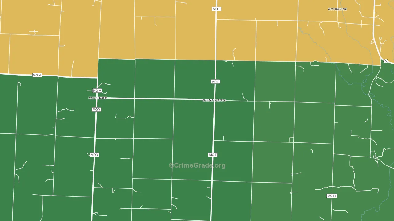 Indian Grove, MO Map of Assault Rates