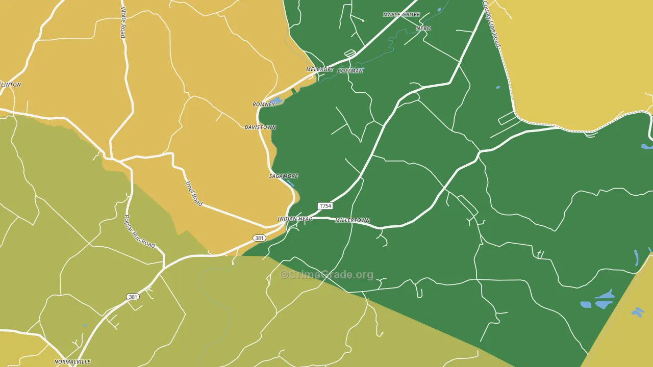 Indian Head, PA Map of Assault Rates
