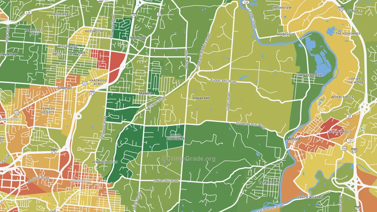 Indian Hill, OH Map of Assault Rates
